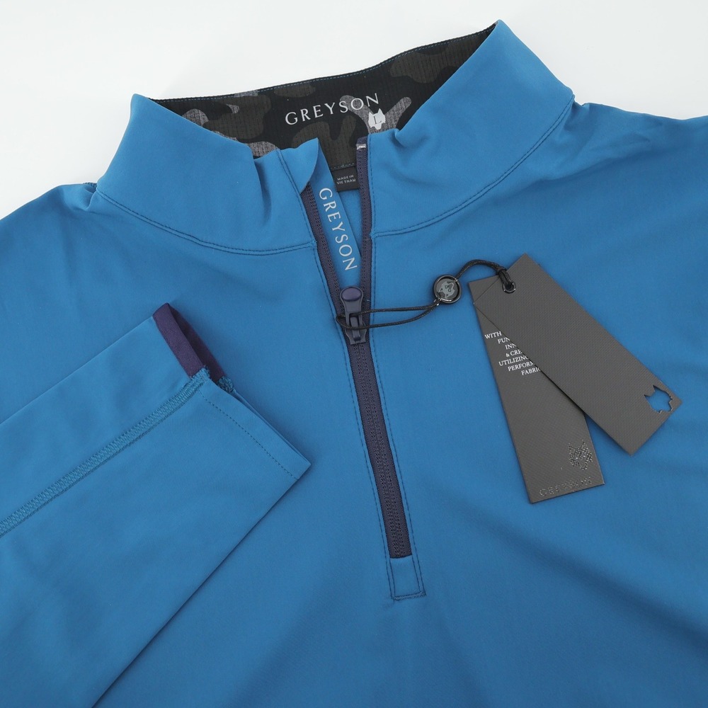 NEW‎ Greyson 1/4 Zip Performance Men's Blue Long Sleeve Golf Pullover Size Large